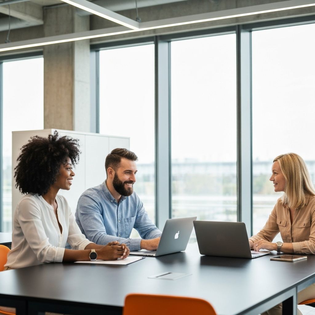 Business team collaborating in a modern office